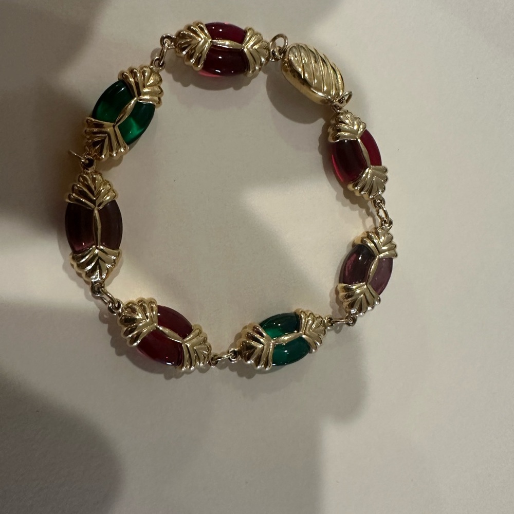 Signed Swarovski Elegant Gold Tone and Multicolor Bracelet